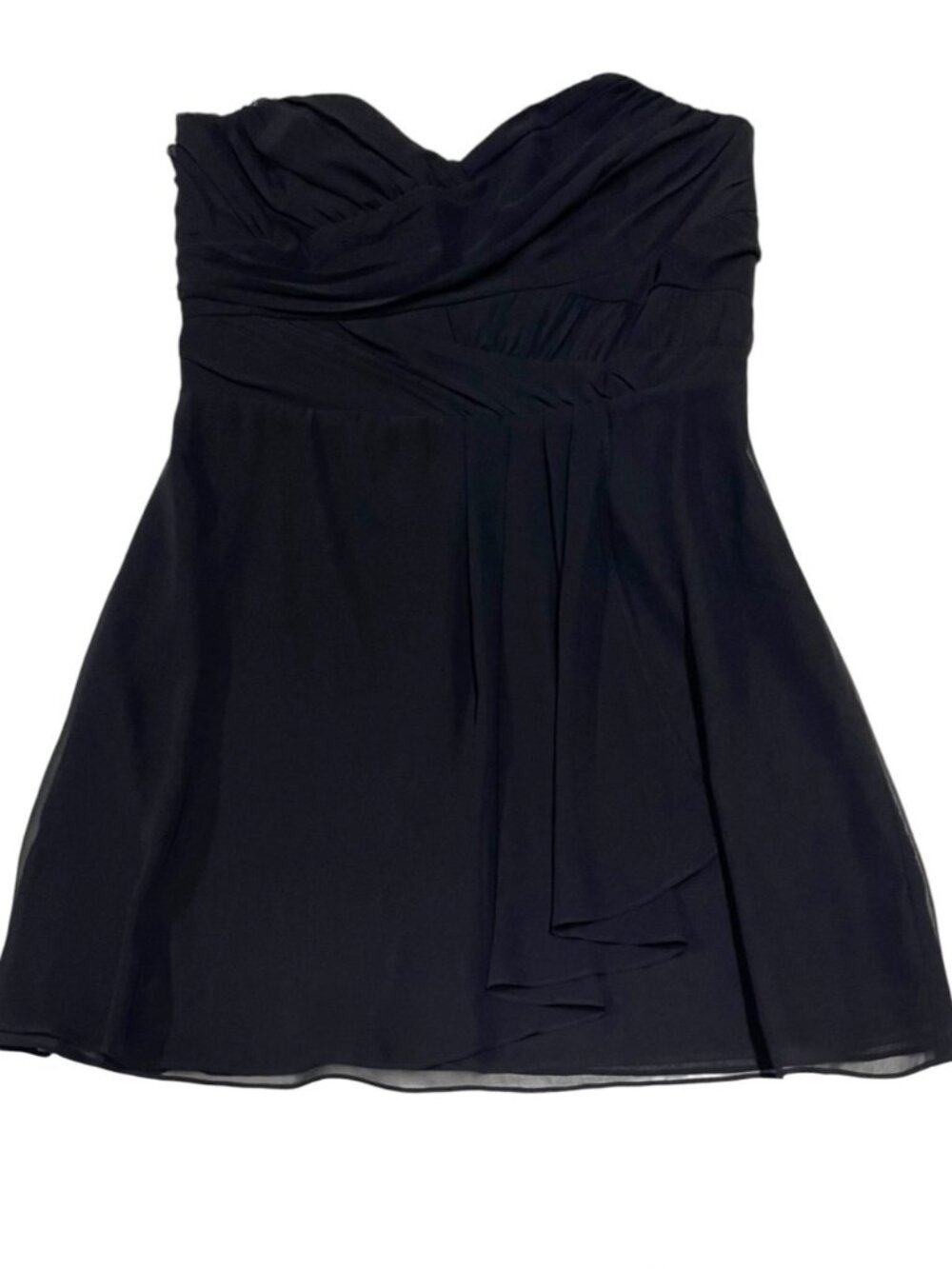 EXPRESS Black Strapless Sweetheart Pleated Mesh Cocktail A-Line Mini Dress - Picture 9 of 14